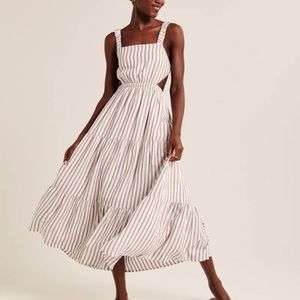 Linen-Blend Coutout Maxi Dress
